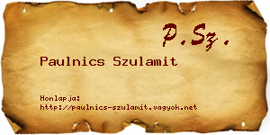Paulnics Szulamit névjegykártya